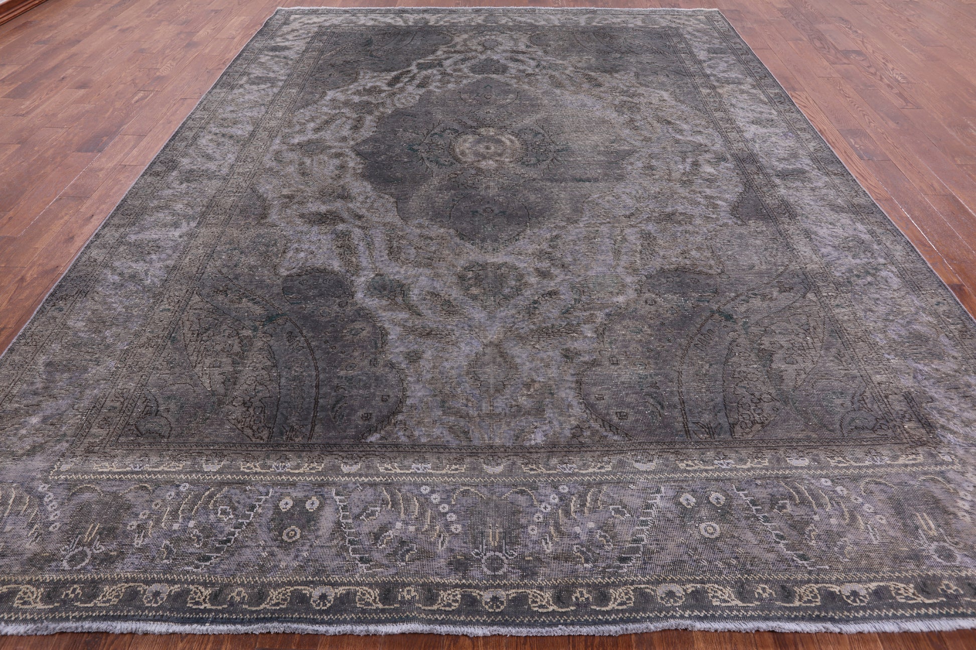 Grey Persian Overdyed Handmade Wool Rug - 9' 8" X 12' 5" - Golden Nile