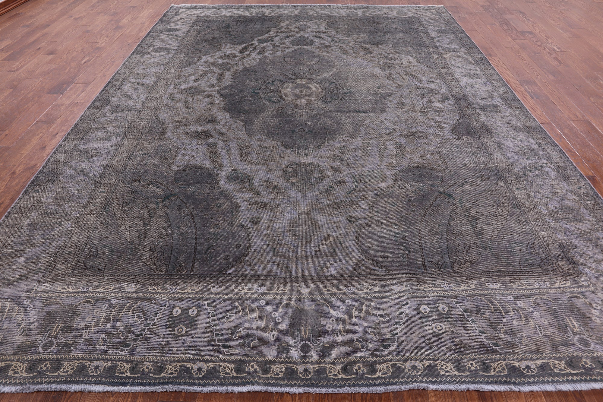 Grey Persian Overdyed Handmade Wool Rug - 9' 8" X 12' 5" - Golden Nile