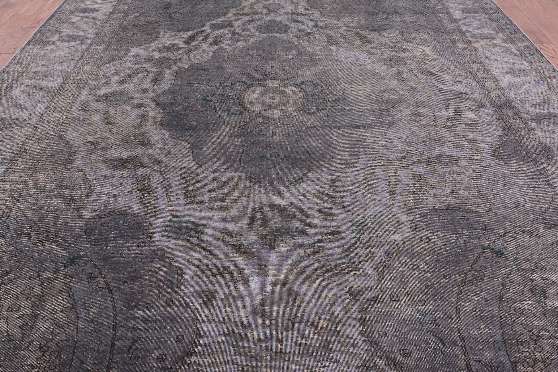 Grey Persian Overdyed Handmade Wool Rug - 9' 8" X 12' 5" - Golden Nile