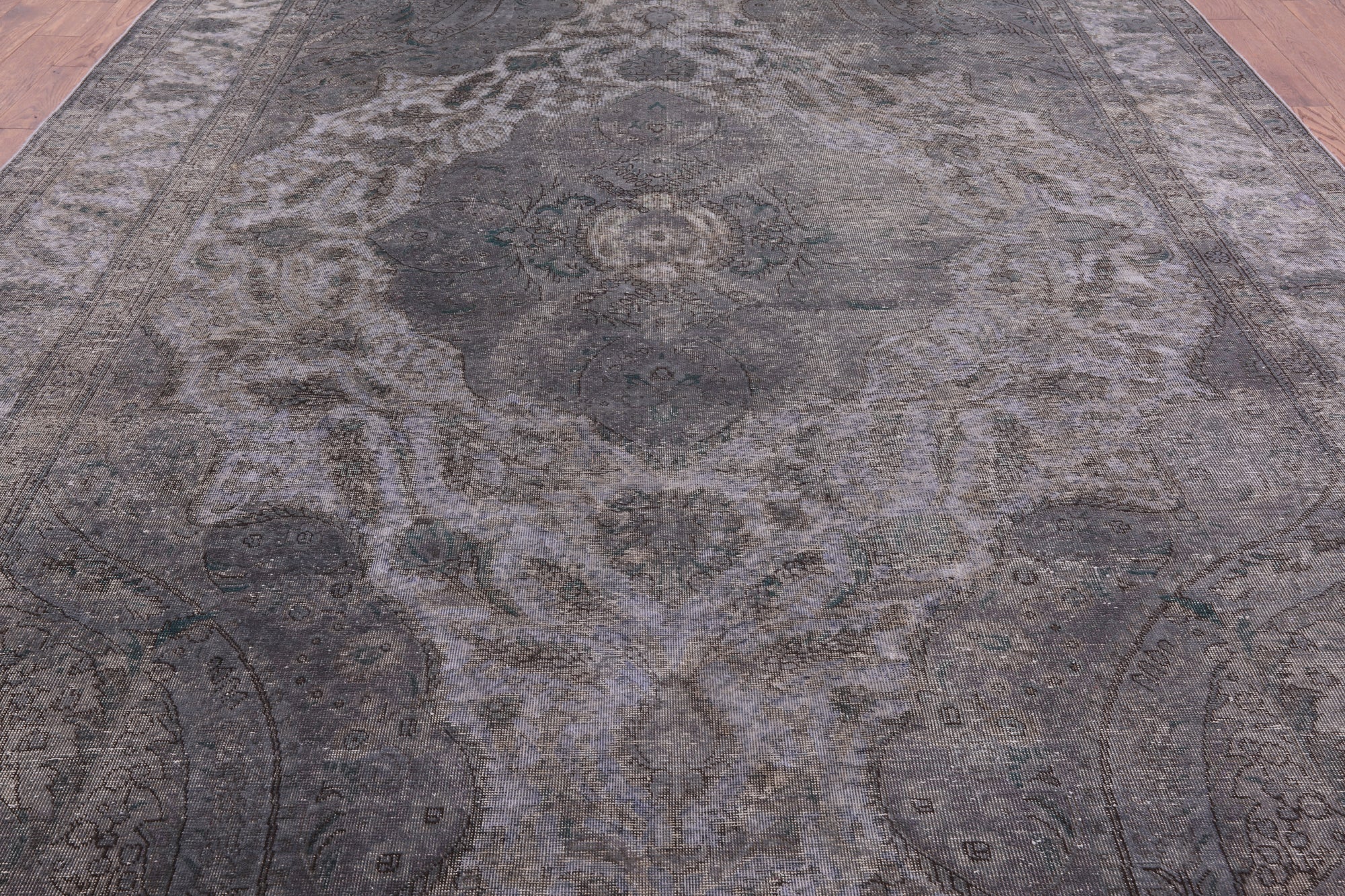 Grey Persian Overdyed Handmade Wool Rug - 9' 8" X 12' 5" - Golden Nile