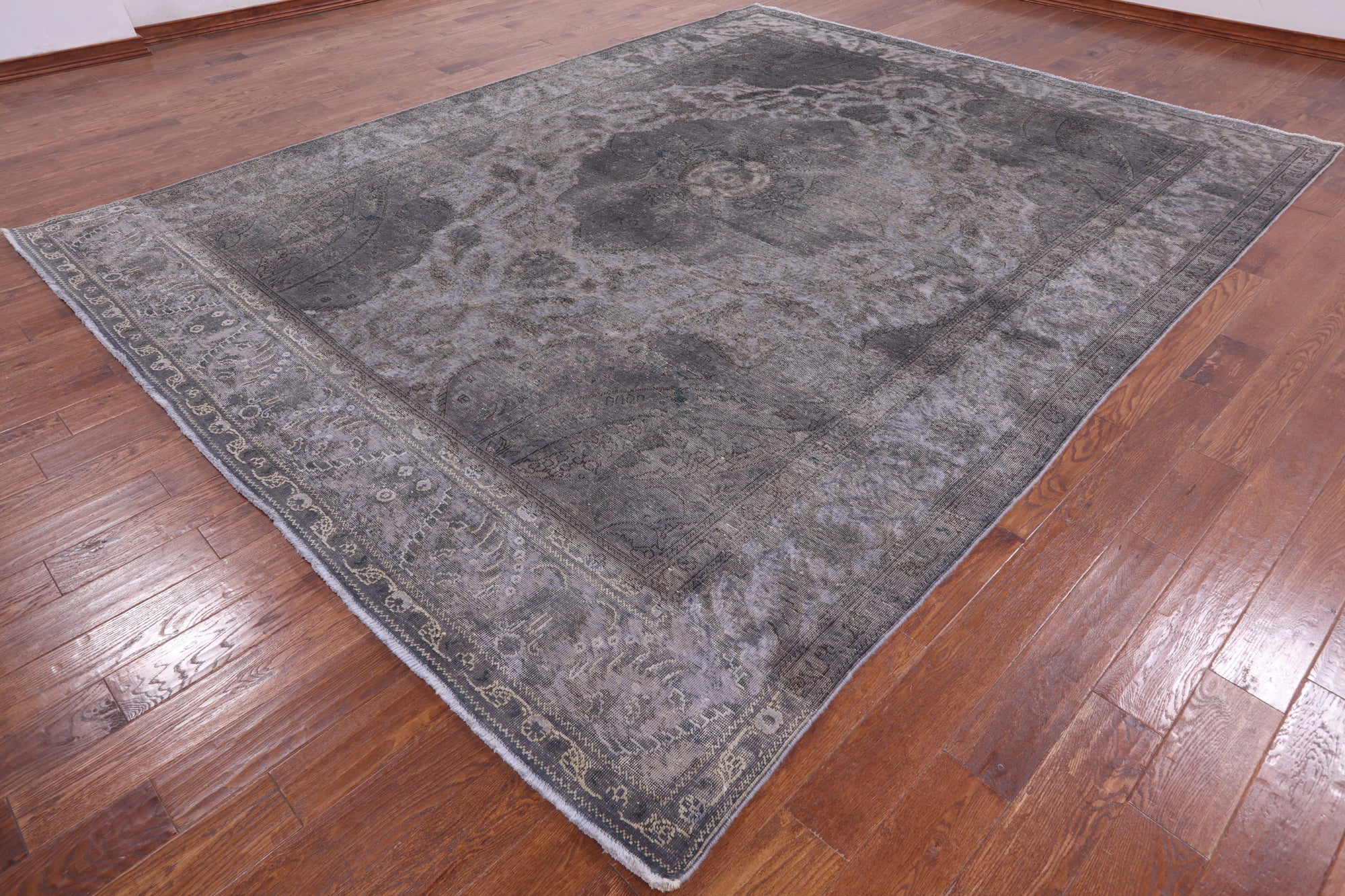 Grey Persian Overdyed Handmade Wool Rug - 9' 8" X 12' 5" - Golden Nile