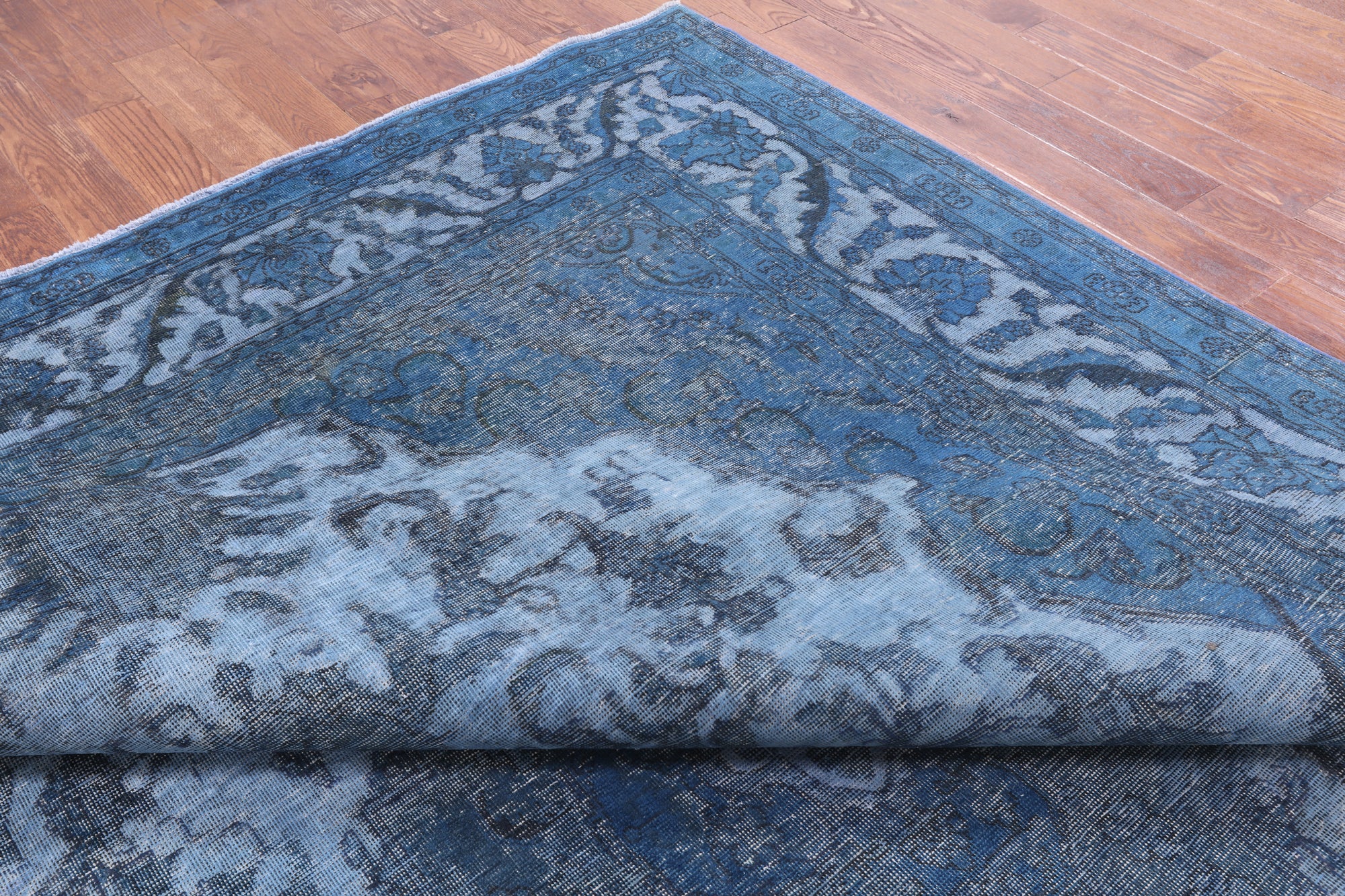 Blue Persian Overdyed Handmade Wool Rug - 9' 5" X 12' 1" - Golden Nile