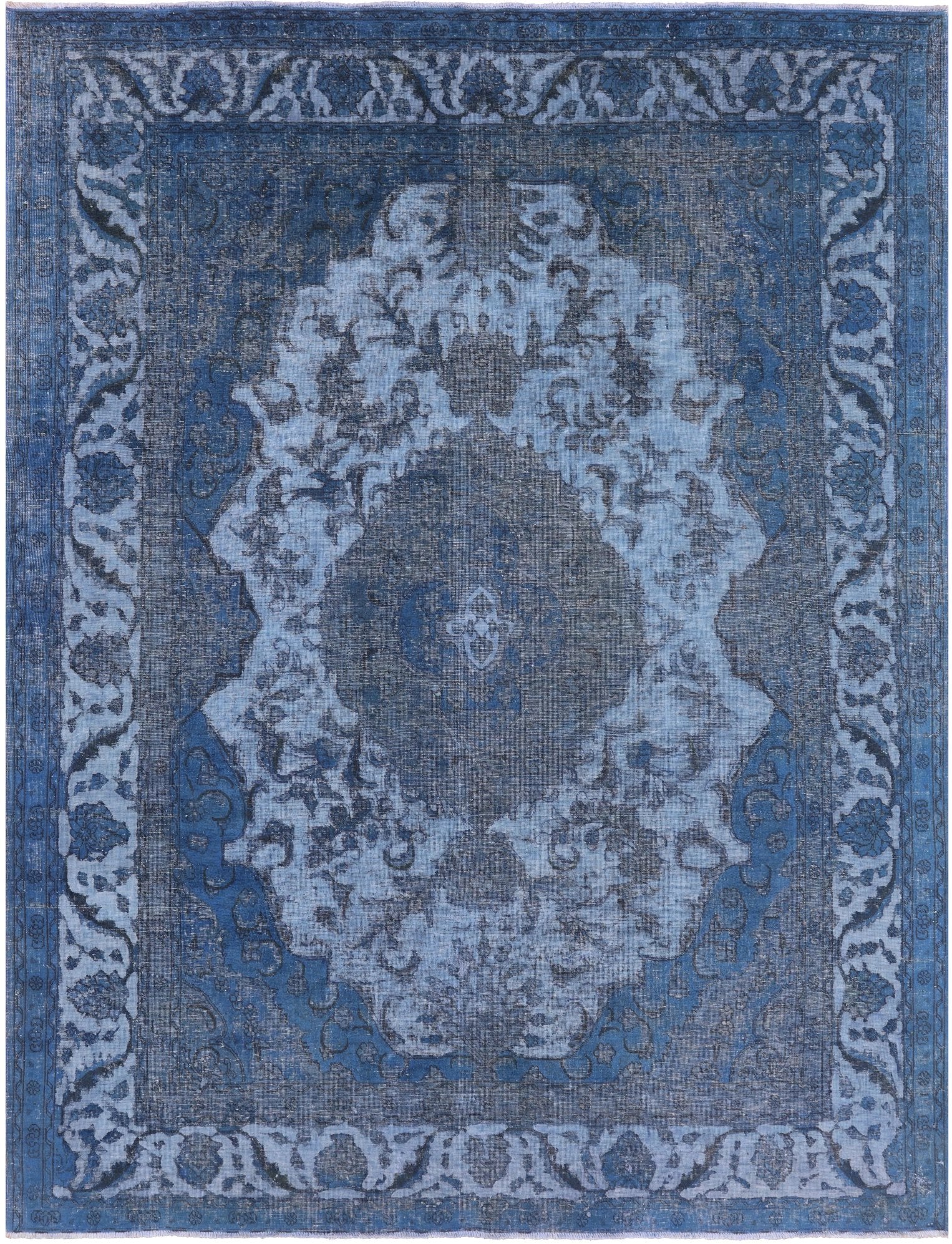 Blue Persian Overdyed Handmade Wool Rug - 9' 5" X 12' 1" - Golden Nile