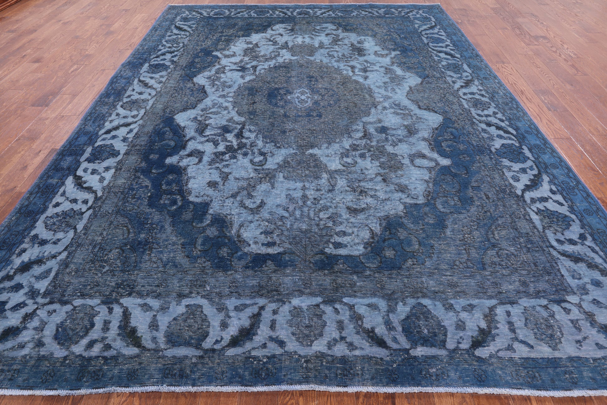 Blue Persian Overdyed Handmade Wool Rug - 9' 5" X 12' 1" - Golden Nile