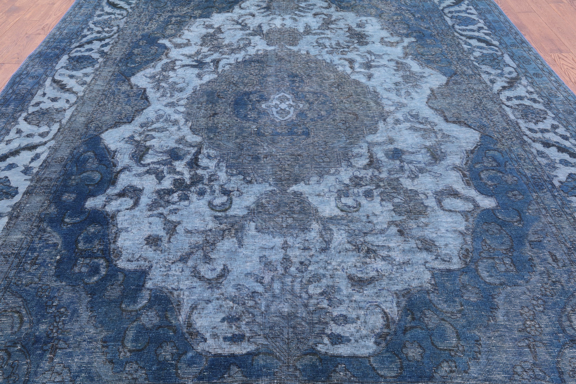 Blue Persian Overdyed Handmade Wool Rug - 9' 5" X 12' 1" - Golden Nile