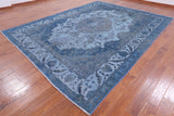 Blue Persian Overdyed Handmade Wool Rug - 9' 5" X 12' 1" - Golden Nile