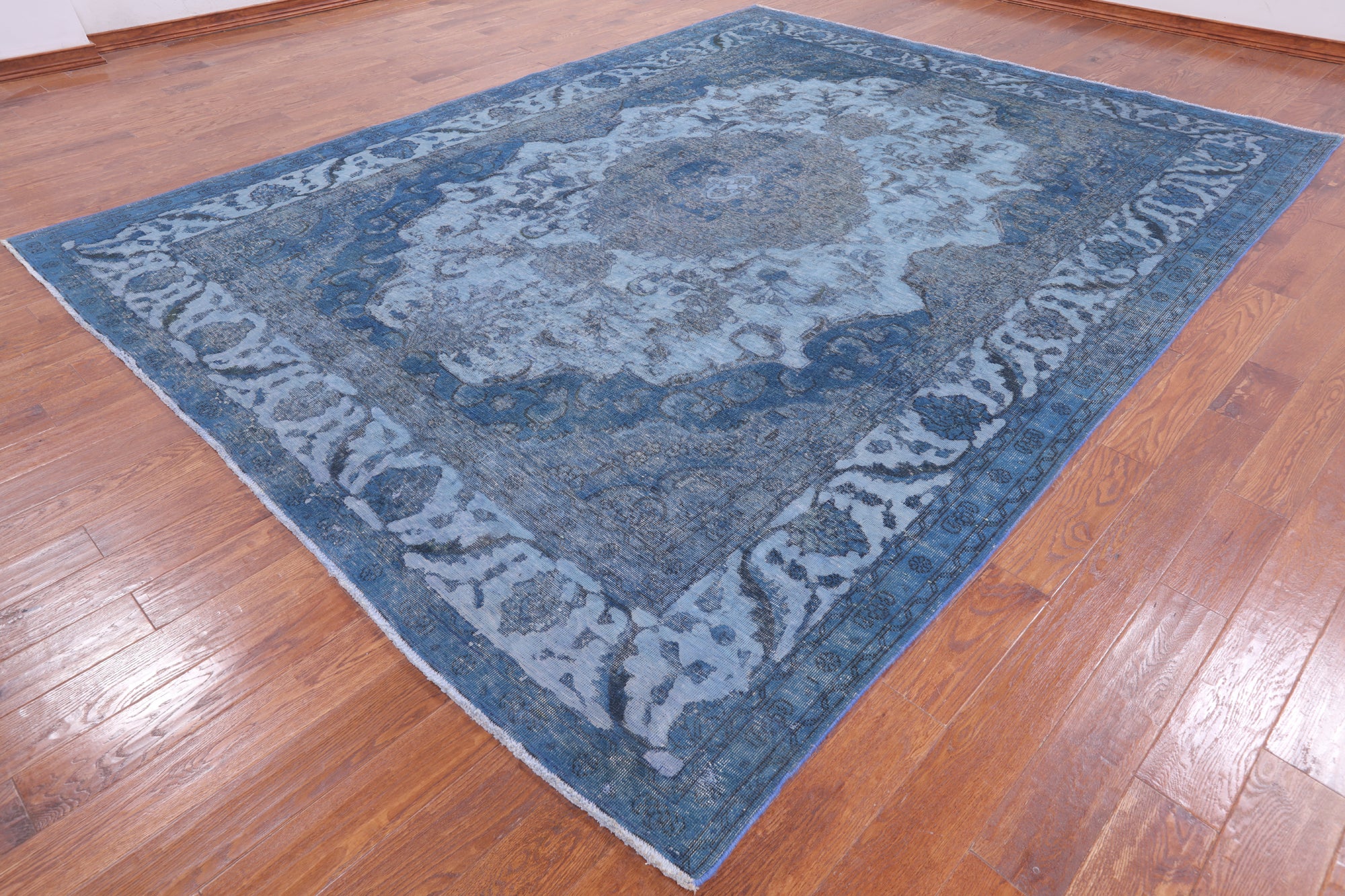 Blue Persian Overdyed Handmade Wool Rug - 9' 5" X 12' 1" - Golden Nile