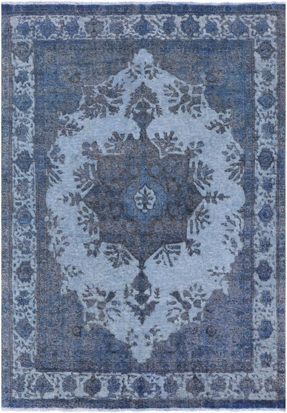 Blue Persian Overdyed Handmade Wool Rug - 8' 0" X 11' 5" - Golden Nile