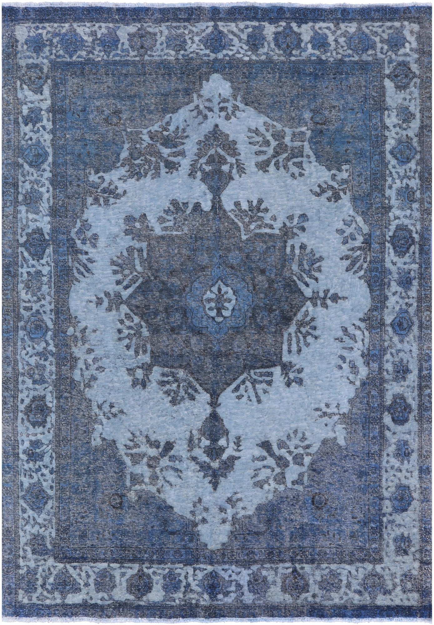 Blue Persian Overdyed Handmade Wool Rug - 8' 0" X 11' 5" - Golden Nile