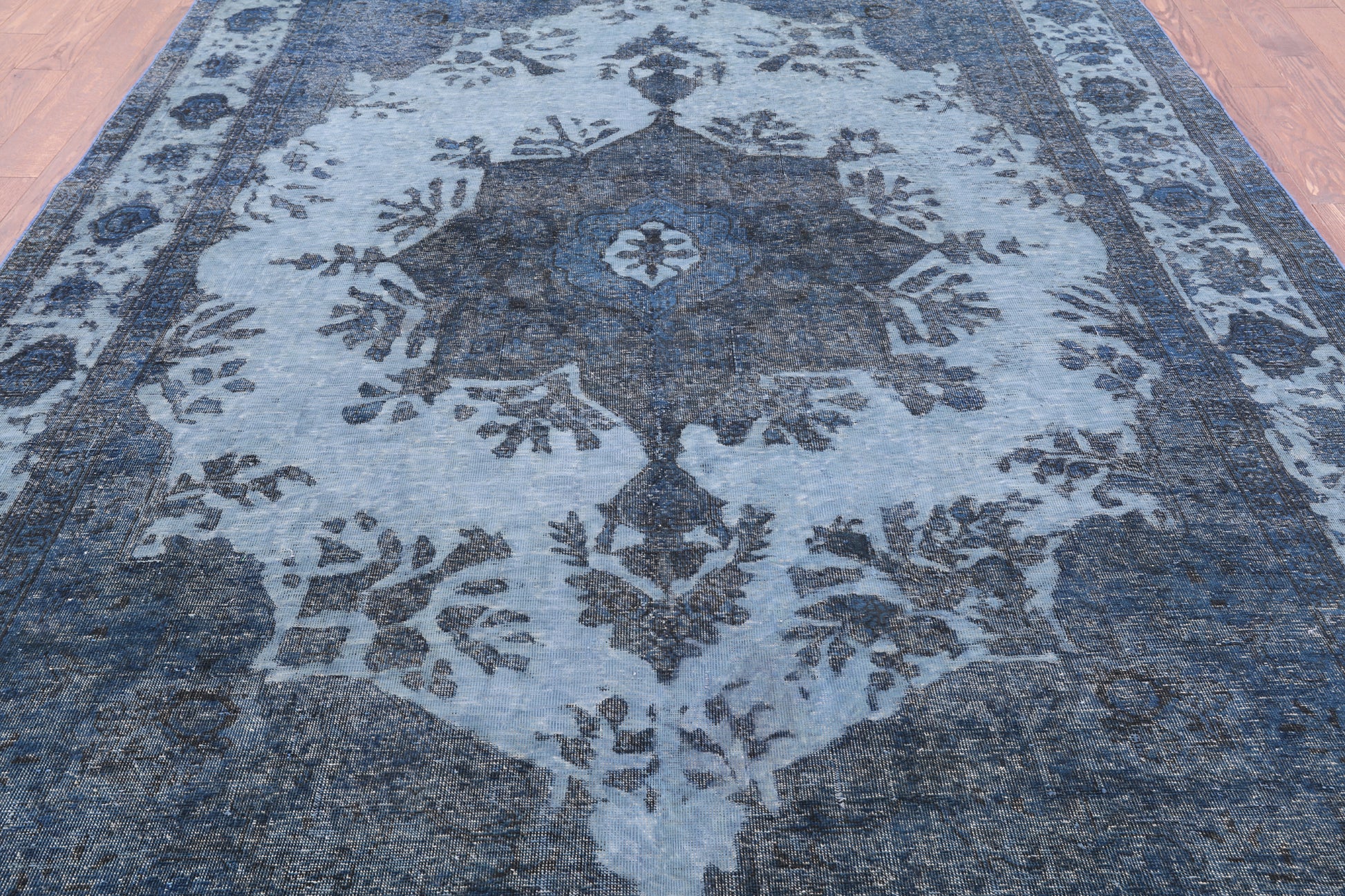 Blue Persian Overdyed Handmade Wool Rug - 8' 0" X 11' 5" - Golden Nile