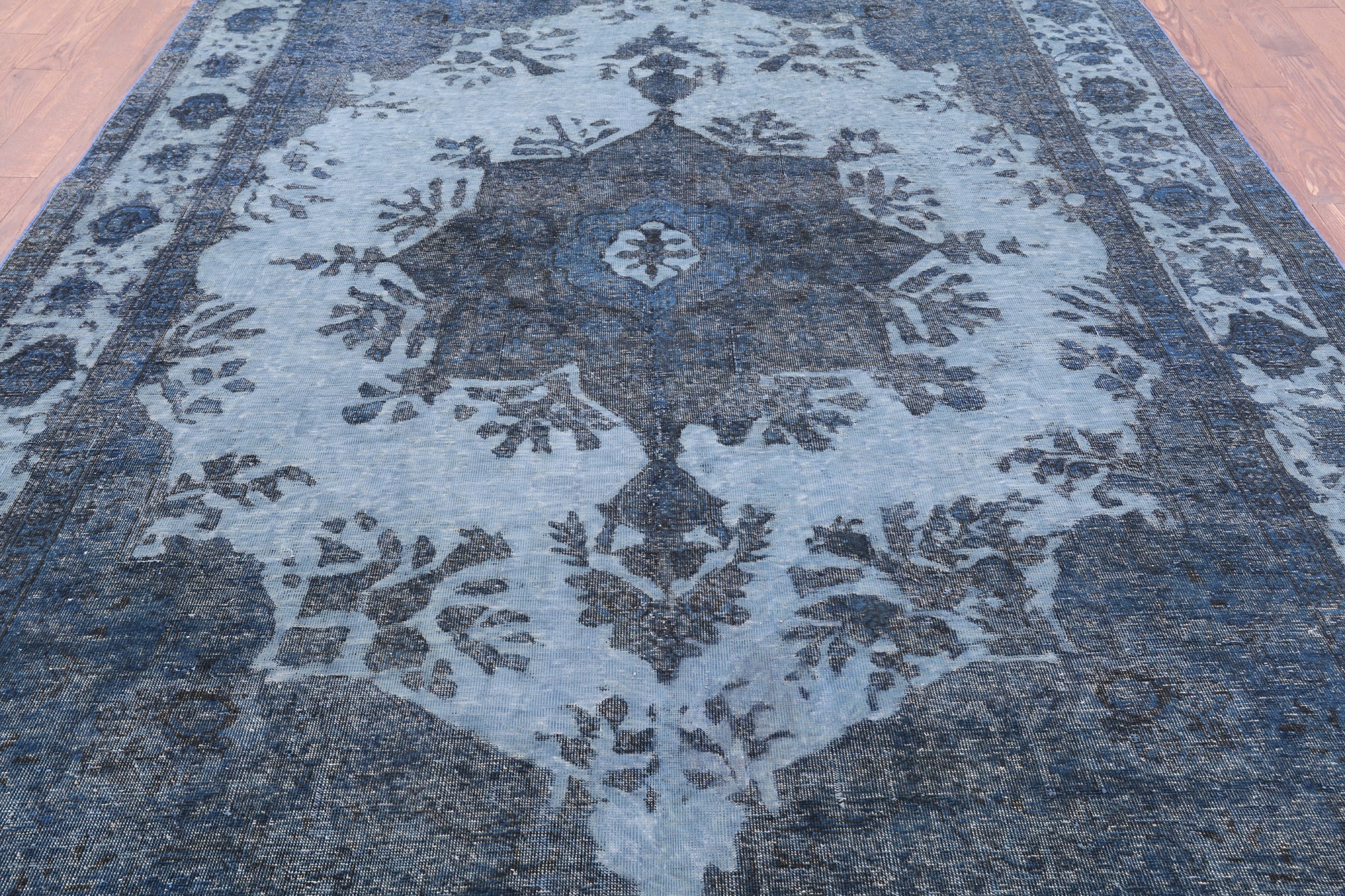 Blue Persian Overdyed Handmade Wool Rug - 8' 0" X 11' 5" - Golden Nile