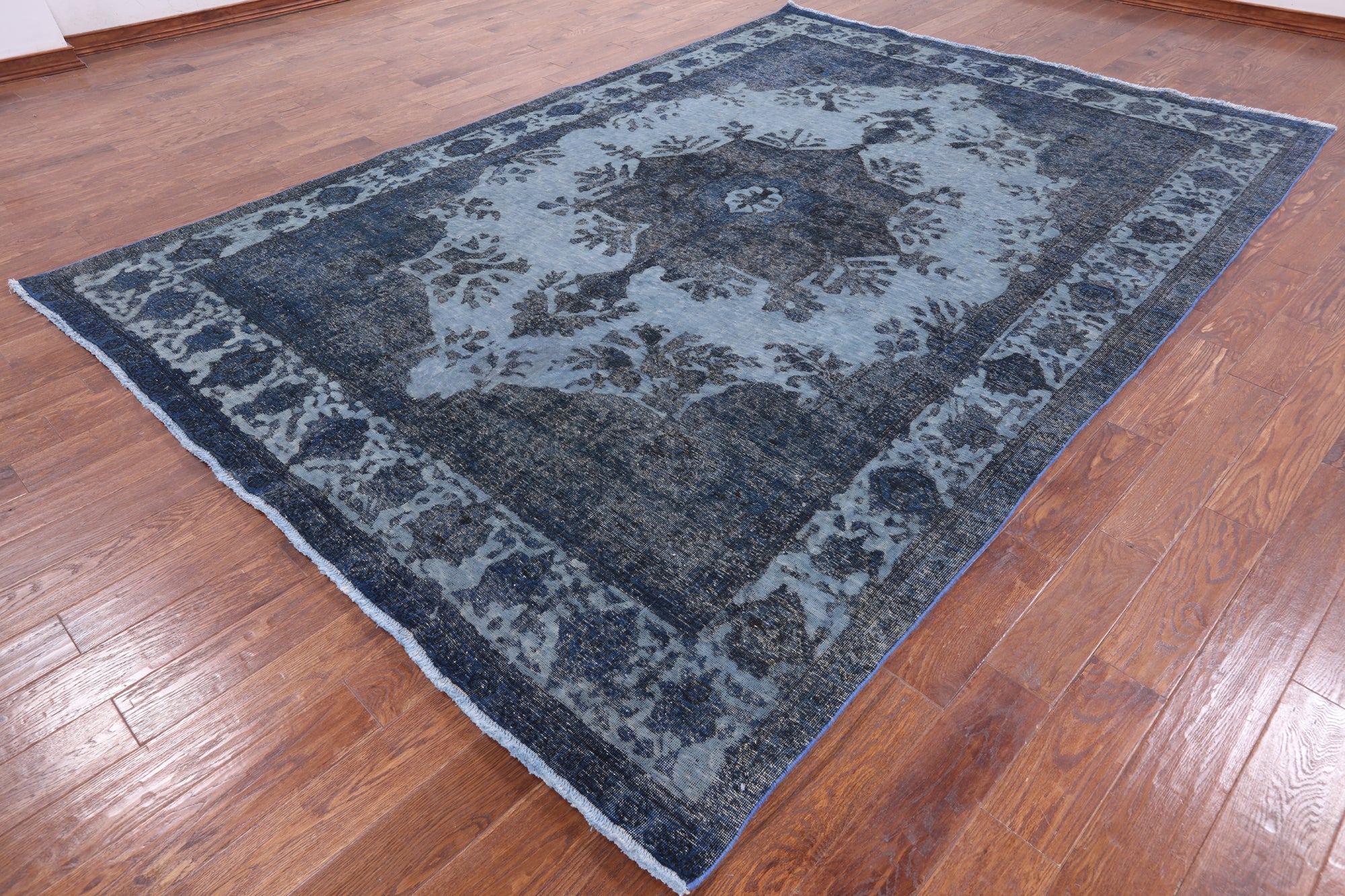 Blue Persian Overdyed Handmade Wool Rug - 8' 0" X 11' 5" - Golden Nile