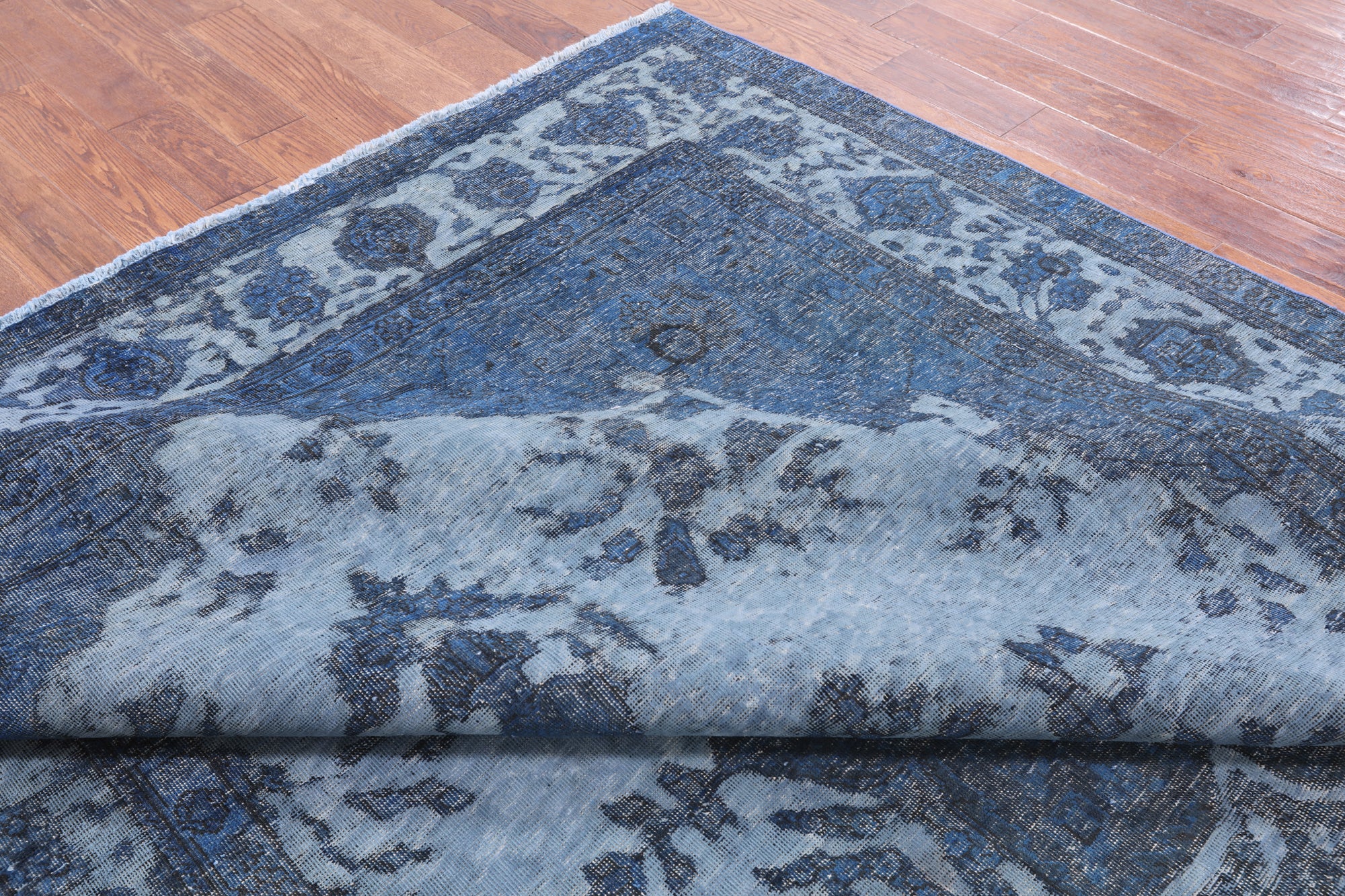 Blue Persian Overdyed Handmade Wool Rug - 8' 0" X 11' 5" - Golden Nile