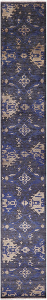 William Morris Hand Knotted Wool Runner Rug - 2' 7" X 17' 5" - Golden Nile