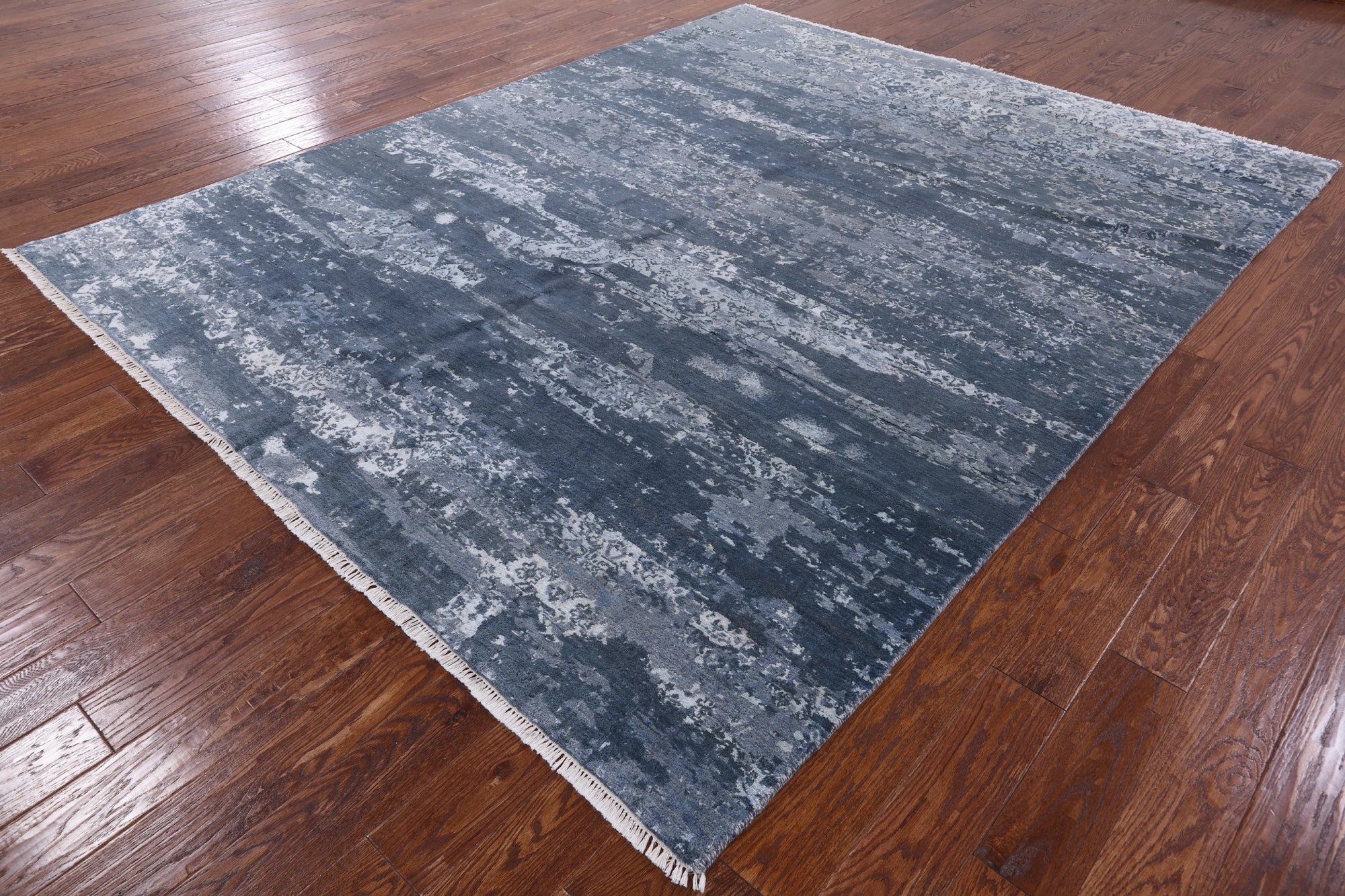 Contemporary Hand Knotted Wool & Silk Rug - 7' 10" X 9' 10" - Golden Nile