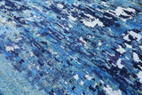 Blue Contemporary Hand Knotted Wool & Silk Rug - 8' 2" X 9' 10" - Golden Nile
