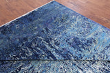 Blue Contemporary Hand Knotted Wool & Silk Rug - 8' 2" X 9' 10" - Golden Nile
