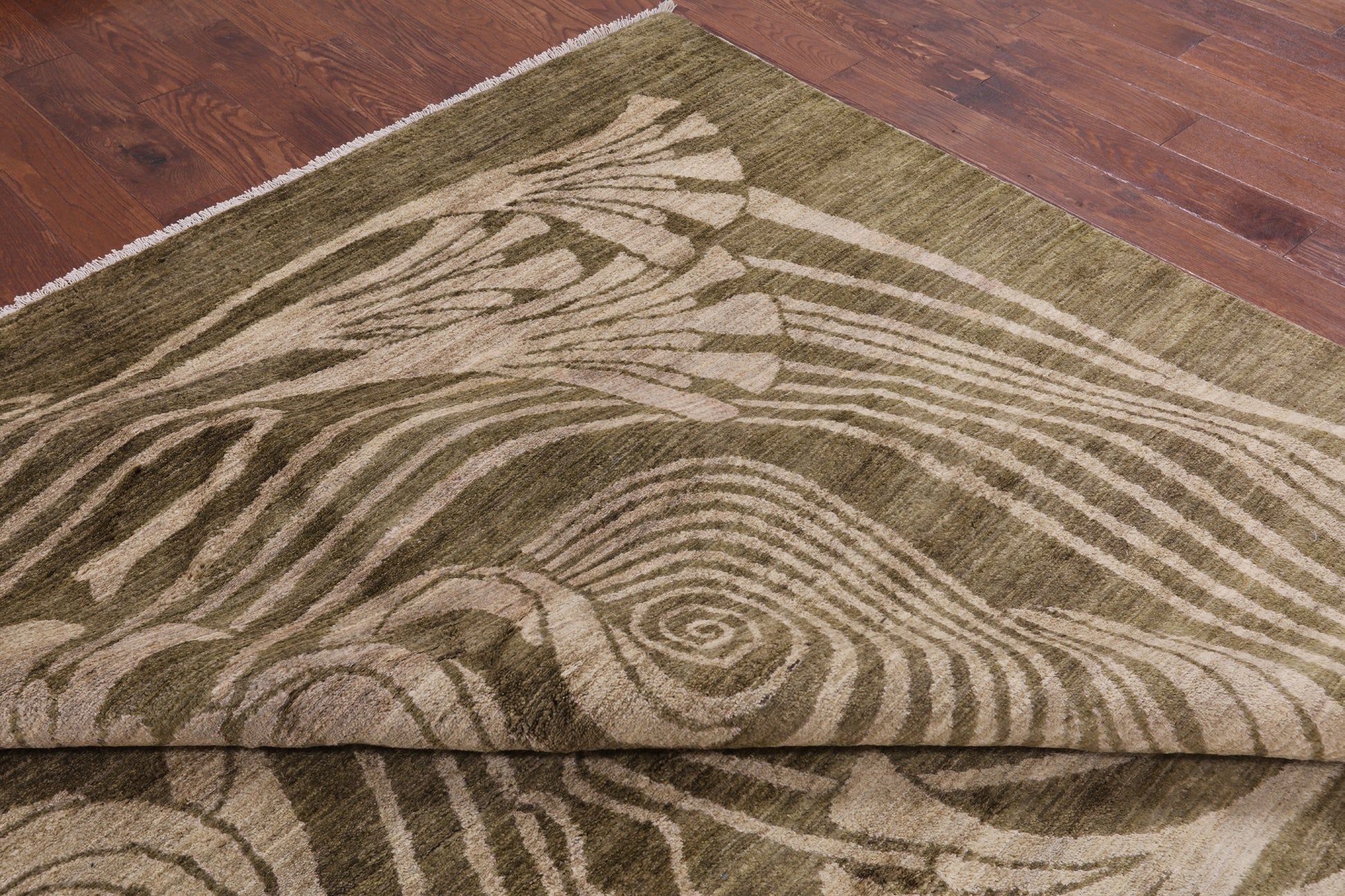 Green Modern Hand Knotted Rug - 12' 2" X 18' 3" - Golden Nile