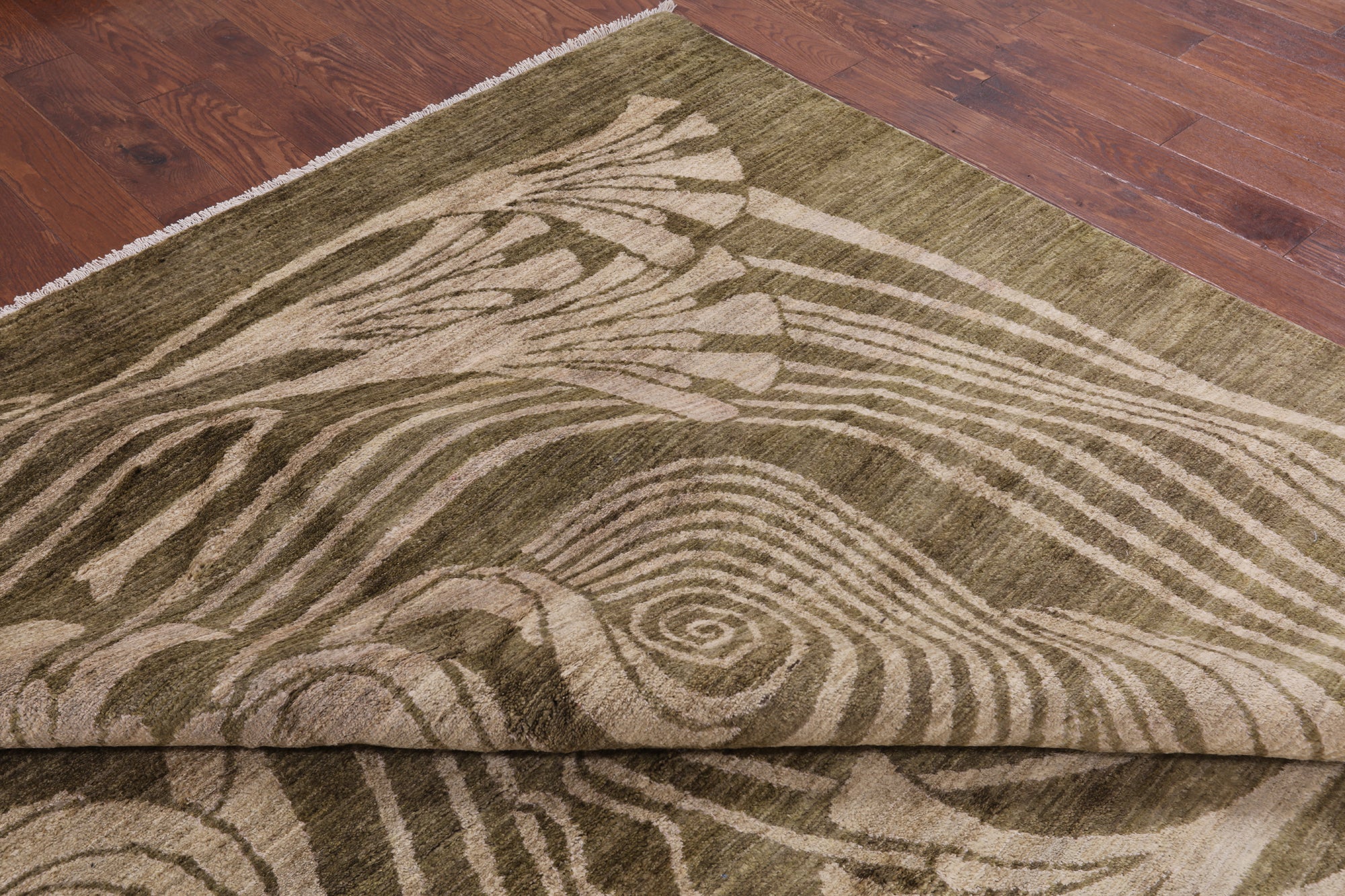Green Modern Hand Knotted Rug - 12' 2" X 18' 3" - Golden Nile
