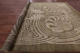 Green Modern Hand Knotted Rug - 12' 2" X 18' 3" - Golden Nile