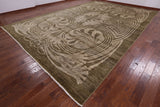 Green Modern Hand Knotted Rug - 12' 2" X 18' 3" - Golden Nile
