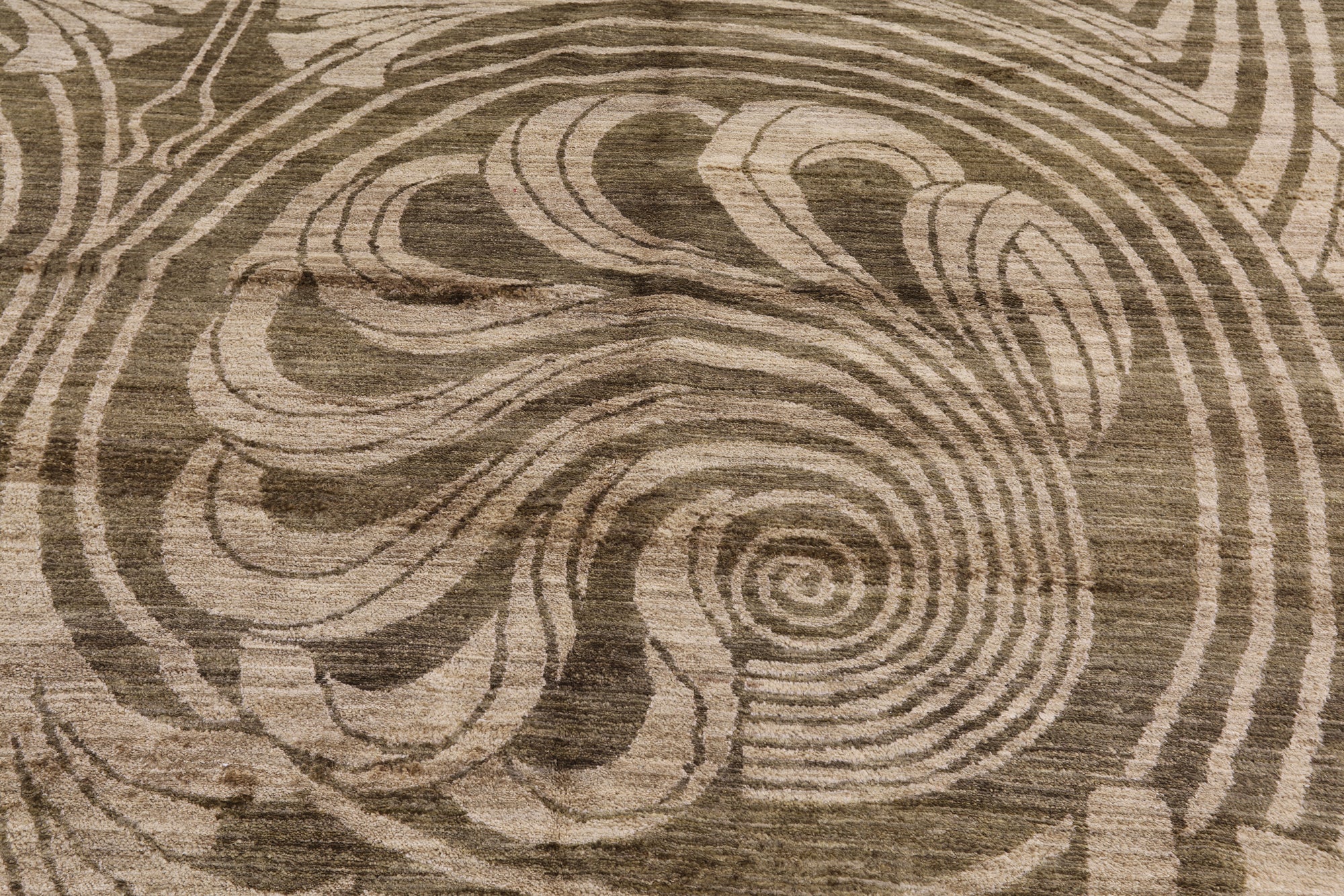 Green Modern Hand Knotted Rug - 12' 2" X 18' 3" - Golden Nile