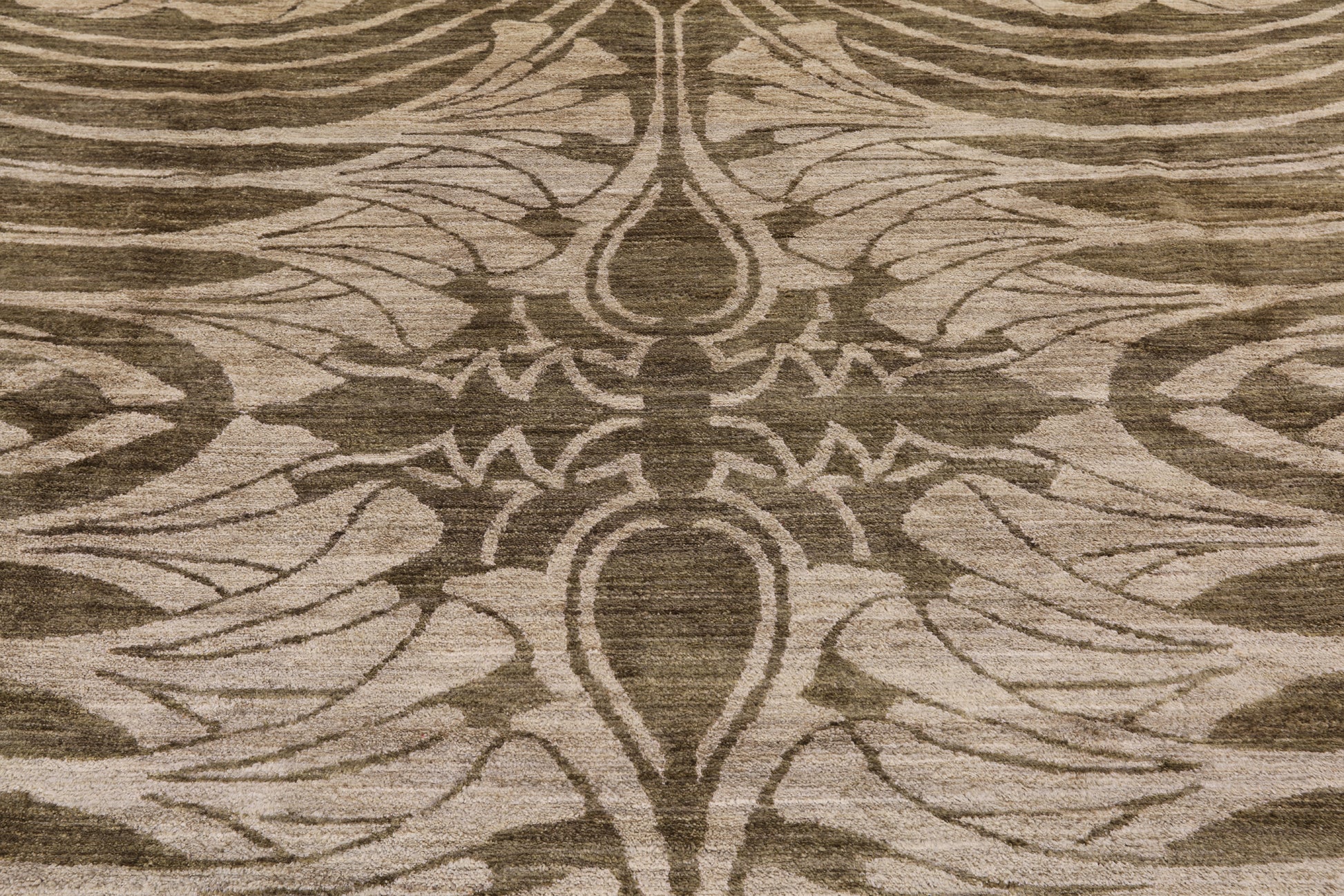 Green Modern Hand Knotted Rug - 12' 2" X 18' 3" - Golden Nile