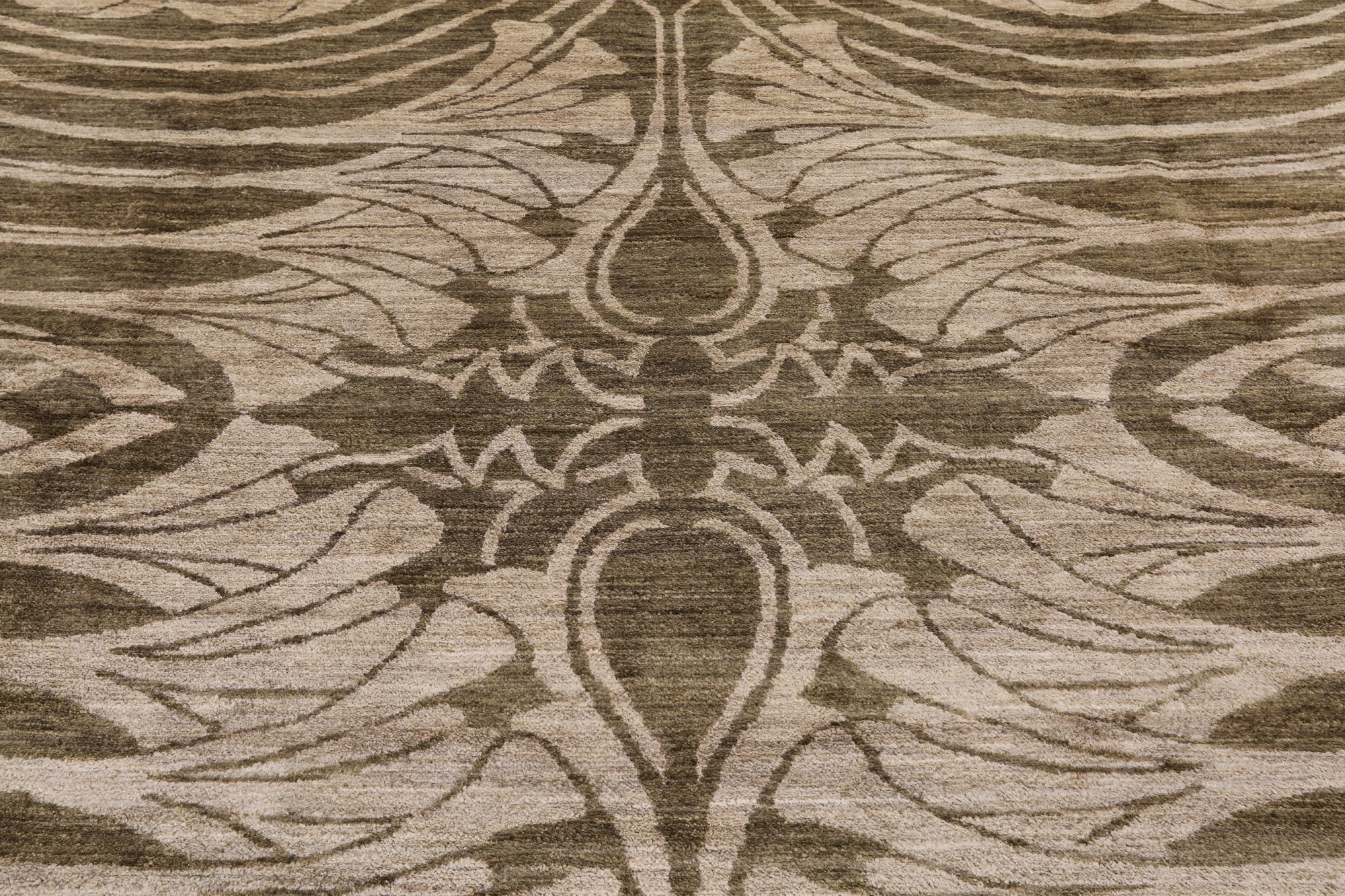Green Modern Hand Knotted Rug - 12' 2" X 18' 3" - Golden Nile