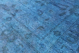 Blue Full Pile Overdyed Hand Knotted Wool Area Rug - 8' 0" X 9' 9" - Golden Nile