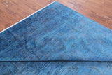 Blue Full Pile Overdyed Hand Knotted Wool Area Rug - 8' 0" X 9' 9" - Golden Nile