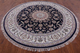 Round Persian Nain Hand Knotted Wool & Silk Rug - 7' 10" X 7' 10" - Golden Nile