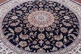 Round Persian Nain Hand Knotted Wool & Silk Rug - 7' 10" X 7' 10" - Golden Nile