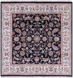 Blue Square Persian Nain Hand Knotted Wool & Silk Rug - 5' 10" X 6' 1" - Golden Nile