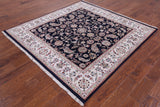 Blue Square Persian Nain Hand Knotted Wool & Silk Rug - 5' 10" X 6' 1" - Golden Nile