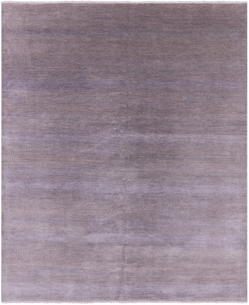 Grey Savannah Grass Hand Knotted Wool & Silk Rug - 8' 2" X 9' 10" - Golden Nile