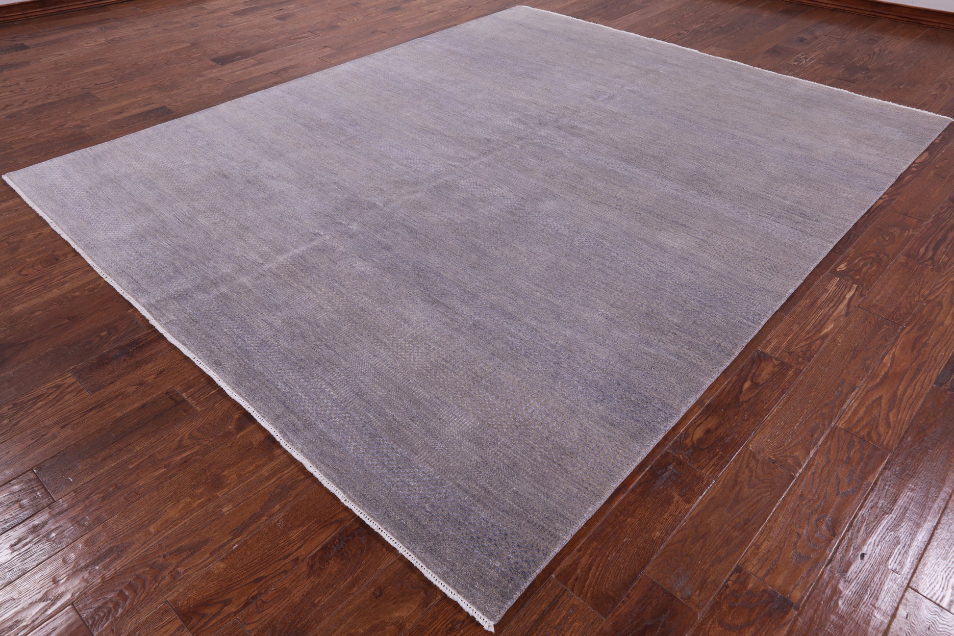 Grey Savannah Grass Hand Knotted Wool & Silk Rug - 8' 2" X 9' 10" - Golden Nile