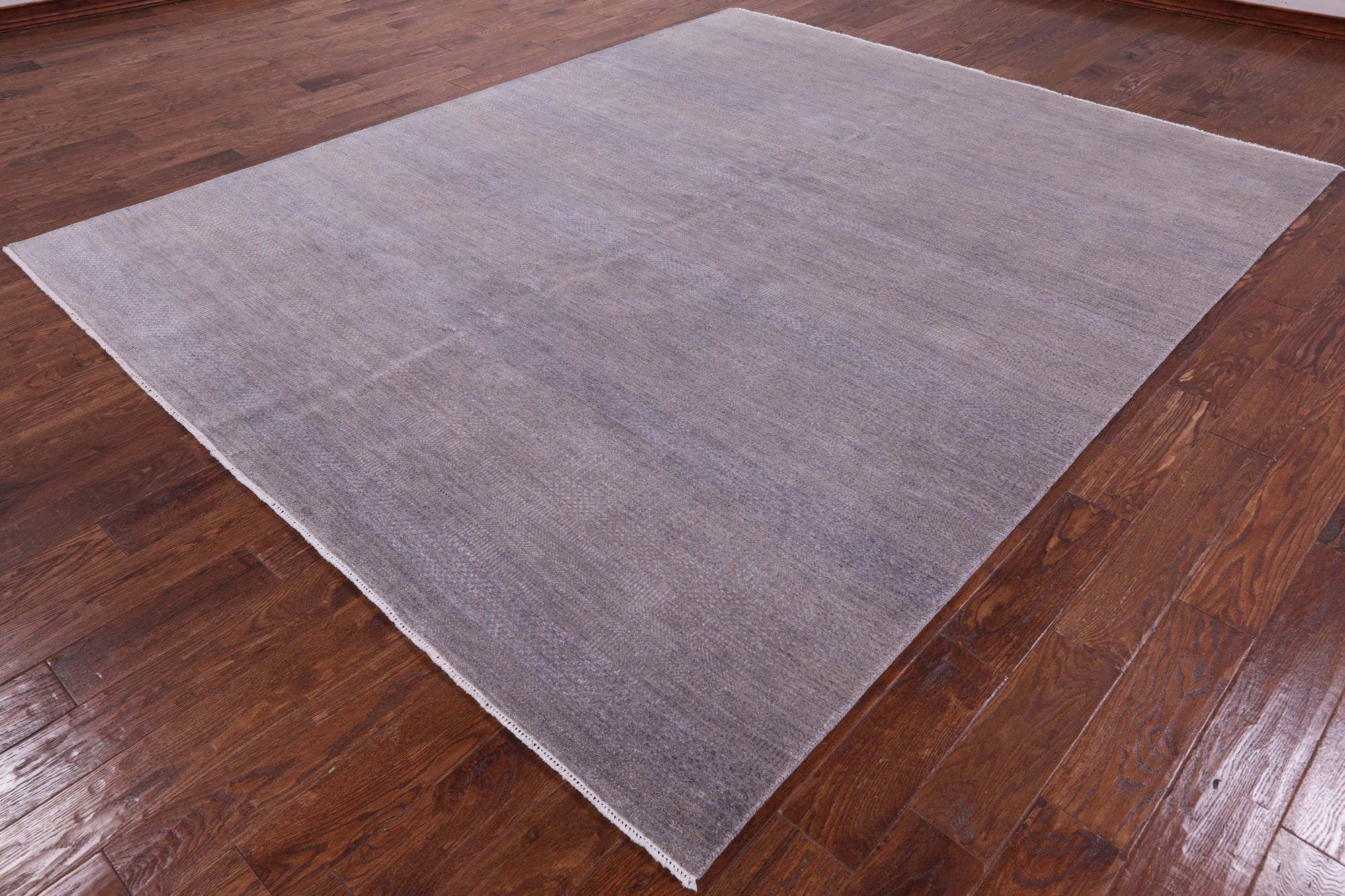 Grey Savannah Grass Hand Knotted Wool & Silk Rug - 8' 2" X 9' 10" - Golden Nile