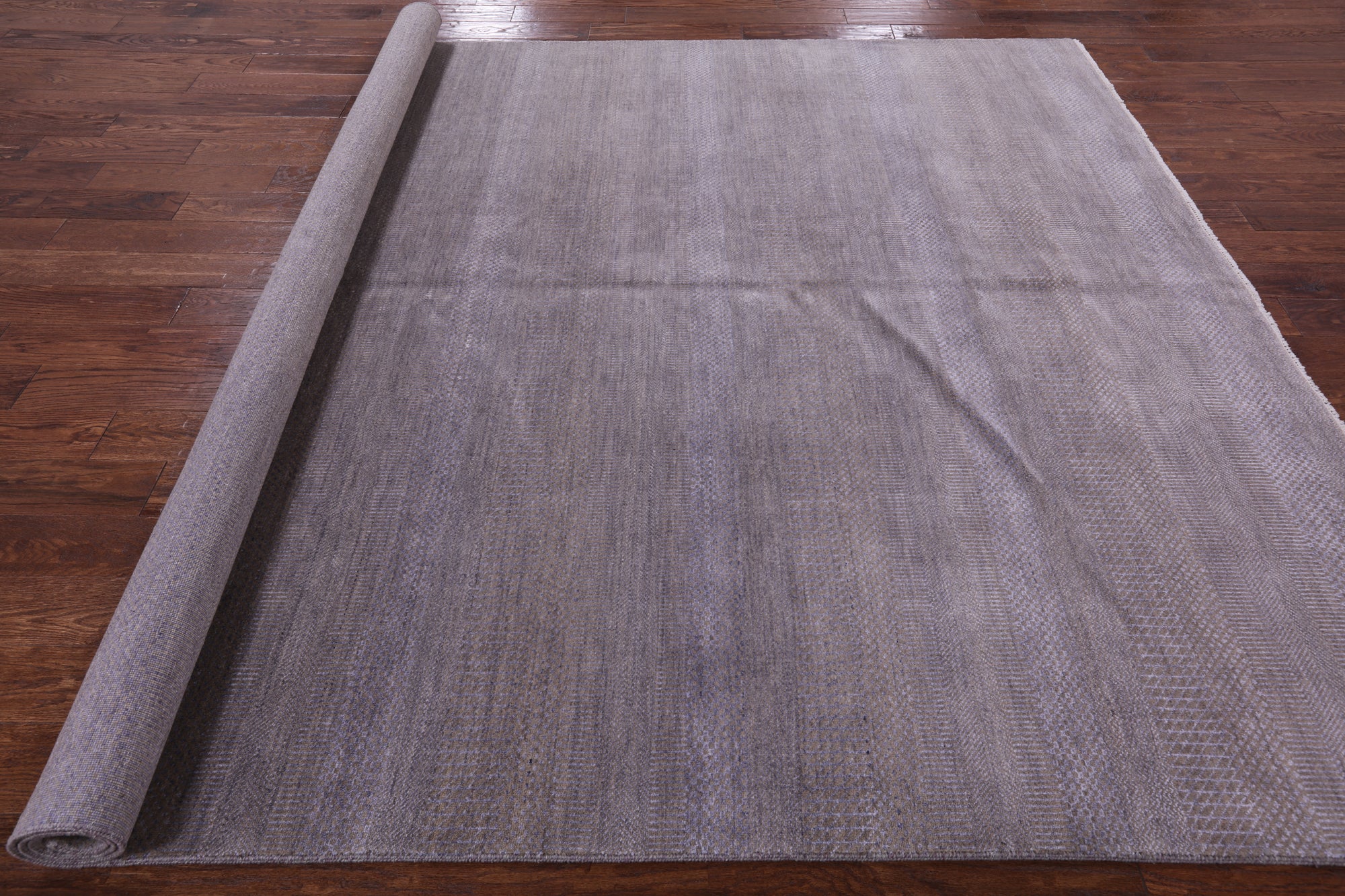 Grey Savannah Grass Hand Knotted Wool & Silk Rug - 8' 2" X 9' 10" - Golden Nile