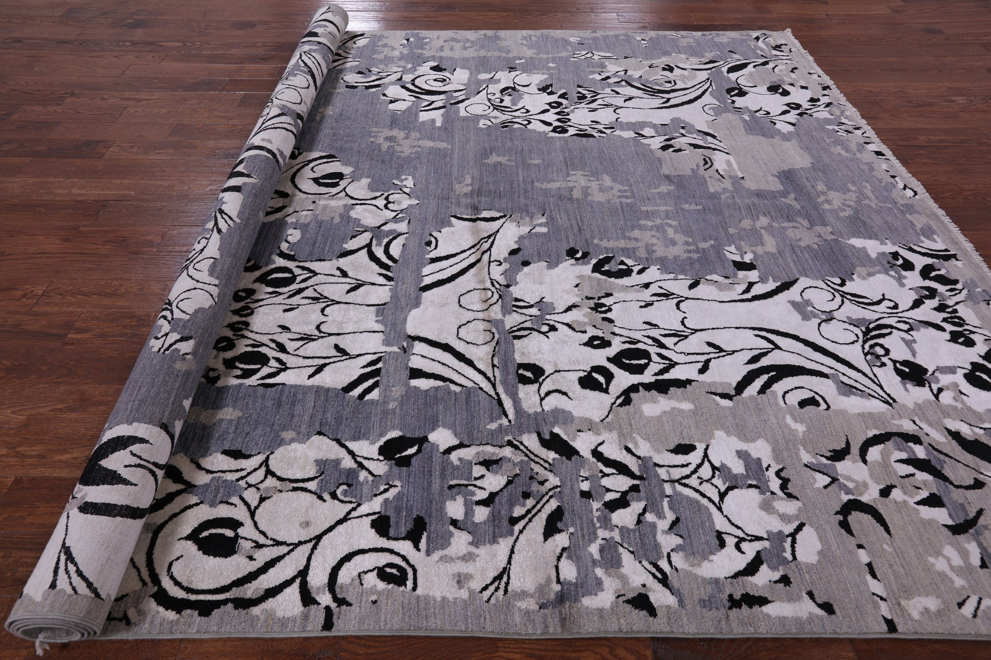 Modern Hand Knotted Wool & Silk Rug - 9' 1" X 12' 1" - Golden Nile