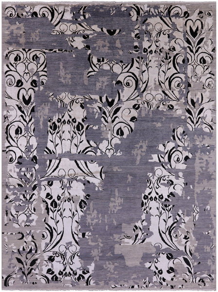 Modern Hand Knotted Wool & Silk Rug - 9' 1" X 12' 1" - Golden Nile