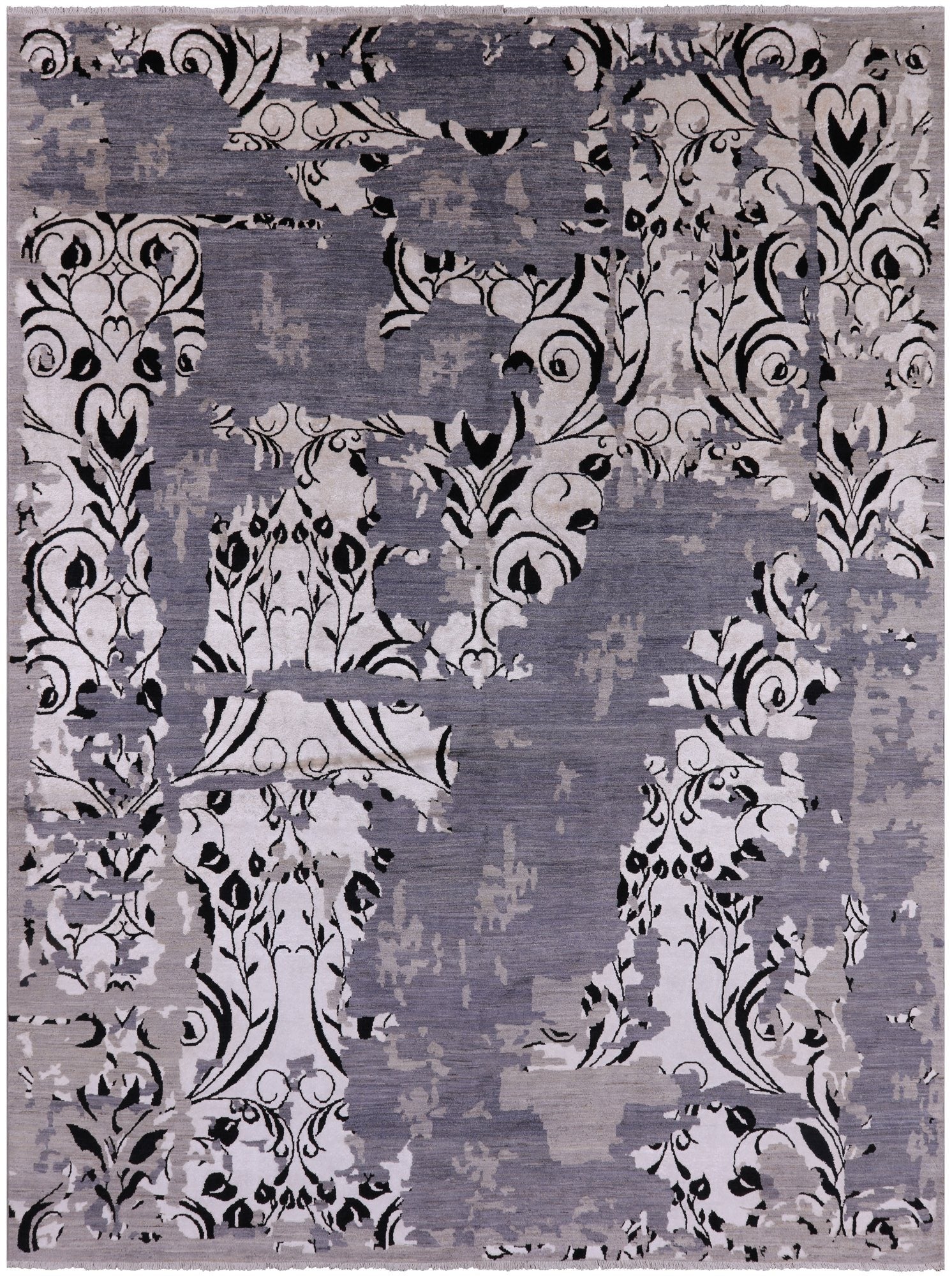 Modern Hand Knotted Wool & Silk Rug - 9' 1" X 12' 1" - Golden Nile
