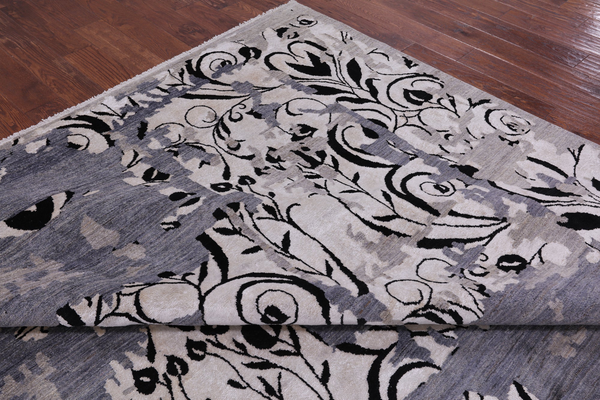Modern Hand Knotted Wool & Silk Rug - 9' 1" X 12' 1" - Golden Nile