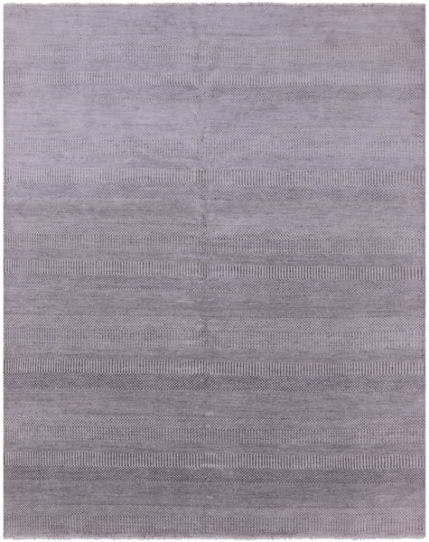 Grey Savannah Grass Hand Knotted Wool & Silk Rug - 8' 1" X 10' 1" - Golden Nile