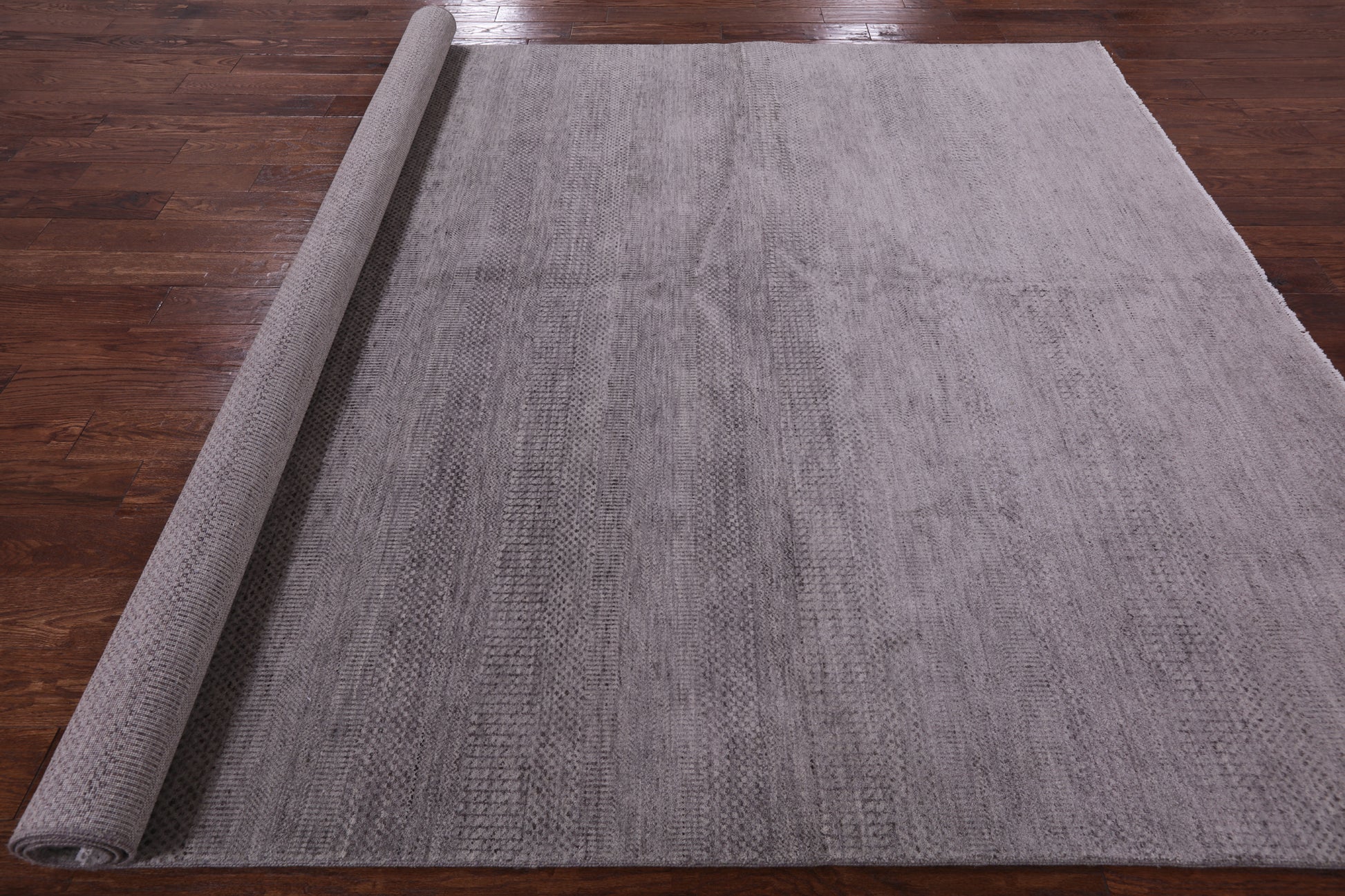 Grey Savannah Grass Hand Knotted Wool & Silk Rug - 8' 1" X 10' 0" - Golden Nile