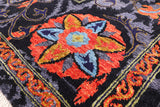 Black William Morris Hand Knotted Wool Rug - 5' 2" X 8' 5" - Golden Nile