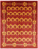 Red William Morris Hand Knotted Wool Rug - 9' 1" X 11' 6" - Golden Nile