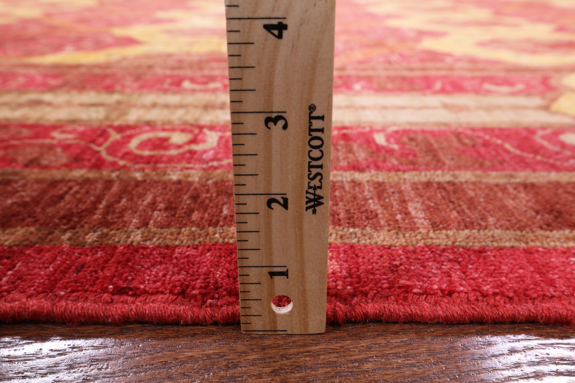Red William Morris Hand Knotted Wool Rug - 9' 1" X 11' 6" - Golden Nile