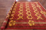 Red William Morris Hand Knotted Wool Rug - 9' 1" X 11' 6" - Golden Nile