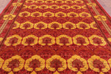 Red William Morris Hand Knotted Wool Rug - 9' 1" X 11' 6" - Golden Nile