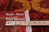 Red William Morris Hand Knotted Wool Rug - 9' 1" X 11' 6" - Golden Nile